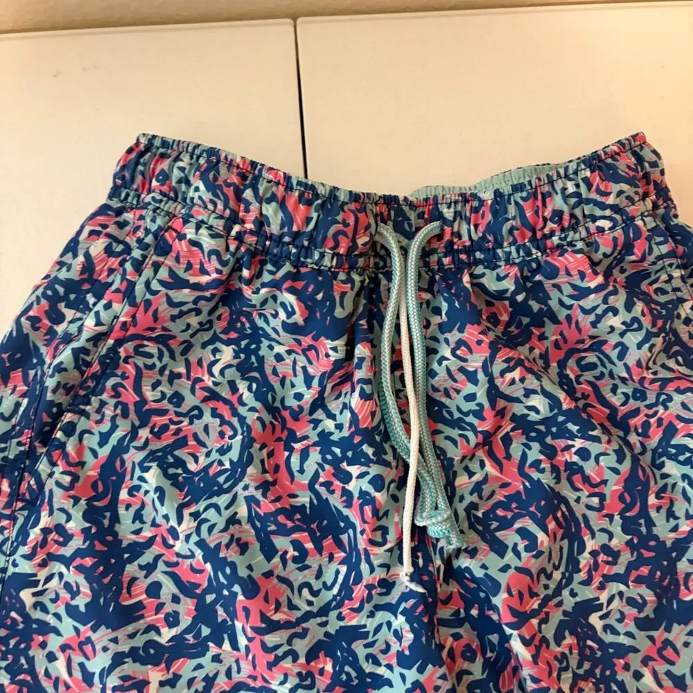 Peter Millar Swim Trunks Boy's Large Colorful Printed Shark Bathing Suit